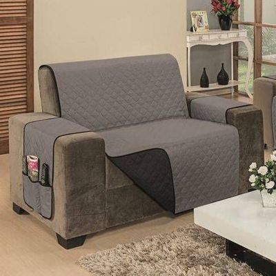 Protetor De Sofá Dupla Face Impermeável Mr 2 Lugares King - Preto/Cinza