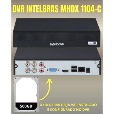 Kit 2 Câmeras 1080p Full Color C/Áudio Dvr Intelbras 4ch 500GB