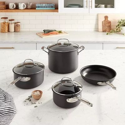 CONJUNTO CUISINART DE PANELAS ANODIZADAS CHEF'S CLASSIC 7 PEÇAS PRETO 66-7P1