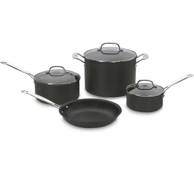 CONJUNTO CUISINART DE PANELAS ANODIZADAS CHEF'S CLASSIC 7 PEÇAS PRETO 66-7P1