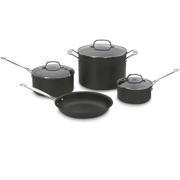 CONJUNTO CUISINART DE PANELAS ANODIZADAS CHEF'S CLASSIC 7 PEÇAS PRETO 66-7P1