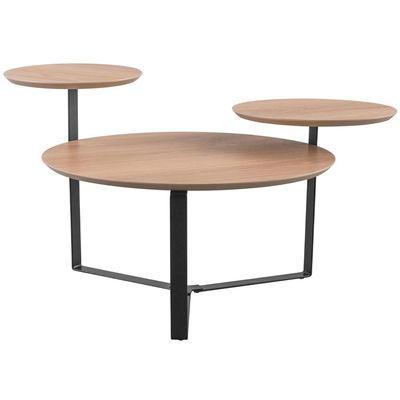 Mesa de Centro Para Sala de Estar 3 em 1 Pés Metálicos Dari A03 Hanover Preto - Lyam Decor