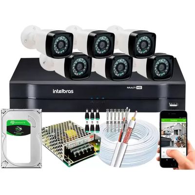 Kit 6 Câmeras de Segurança HD Dvr 8 Ch Intelbras