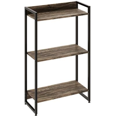 Estante Multiuso Escritório Industrial 3 Prateleiras Areta 104x60cm C01 Carvalho Dark - Lyam Decor