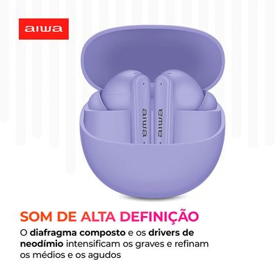 Fone de Ouvido Eardbud AIWA AWS-EB-04-P Bluetooth Lilás - AC3121