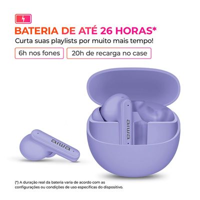 Fone de Ouvido Eardbud AIWA AWS-EB-04-P Bluetooth Lilás - AC3121