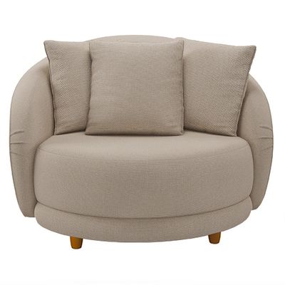 Poltrona Decorativa Base Fixa Galáxia com Almofadas Linho Off White G45 - Gran Belo