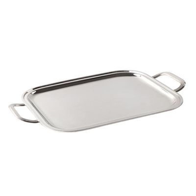 Bandeja lisa com alças em prata Silverlux 40x31cm