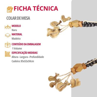 Colar De Mesa Decorativo Naru 117 Cm Moderna Mobília Preto/natural