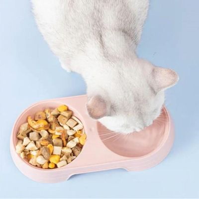 Comedouro Bebedouro Duplo 2 Em 1 Para Pets Cães E Gatos 200 Ml Em Cada Lado Azul