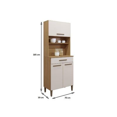 Kit Cozinha Itália 03 Portas E 01 Gaveta Arte Móveis Cinamomo-off White