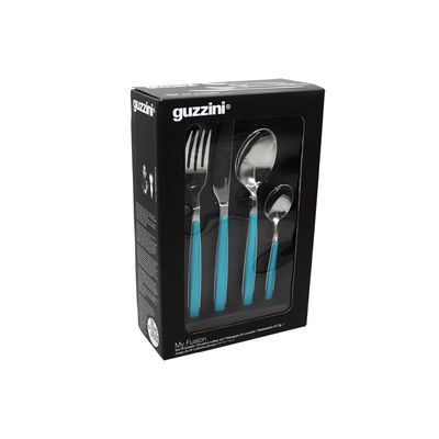JOGO DE TALHERES GUZZINI 24 PEÇAS MY FUSION EM INOX AZUL MATE 110700138