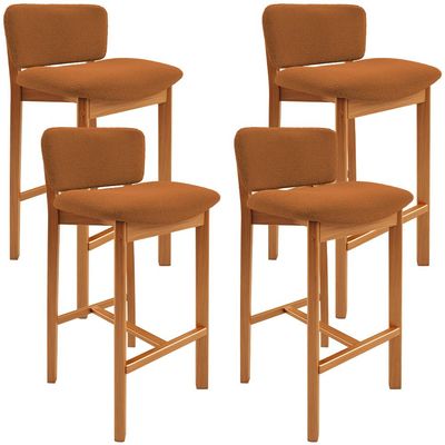 Kit 04 Banquetas Alta Para Cozinha Sala de Jantar Bar Dara L02 Bouclê Terracota - Lyam Decor