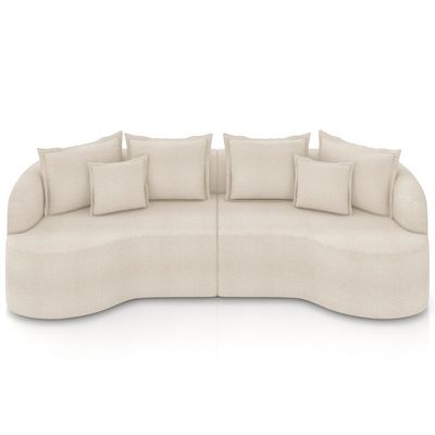 Sofá 3 Lugares Orgânico Sala De Estar Living 210cm Ekos K01 Bouclê Cru - Lyam Decor