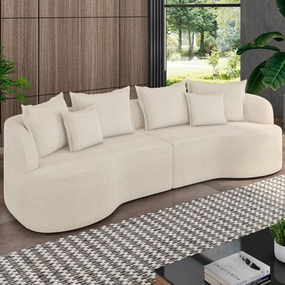 Sofá 3 Lugares Orgânico Sala De Estar Living 210cm Ekos K01 Bouclê Cru - Lyam Decor