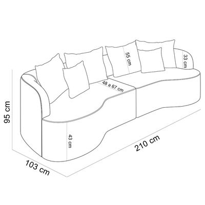 Sofá 3 Lugares Orgânico Sala De Estar Living 210cm Ekos K01 Veludo Azul Marinho - Lyam Decor