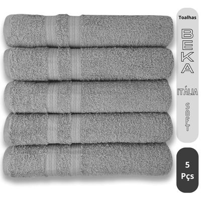 Kit 5 Toalhas Super Grossa e Felpuda Macia 80x150cm Beka Cinza