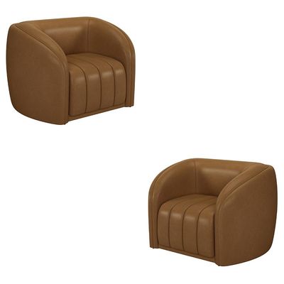 Kit 2 Poltronas Decorativas Sala de Estar Adam PU Caramelo G45 - Gran Belo