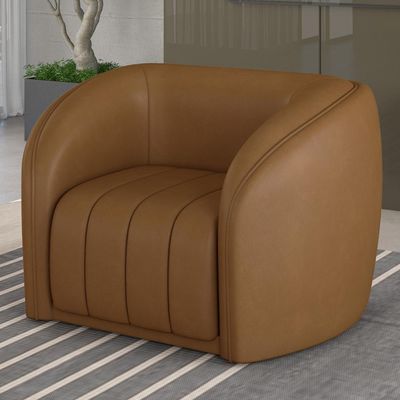 Kit 2 Poltronas Decorativas Sala de Estar Adam PU Caramelo G45 - Gran Belo