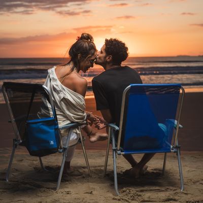 Cadeira de Praia Relax Comfort Alta em Alumínio Azul Bel Único