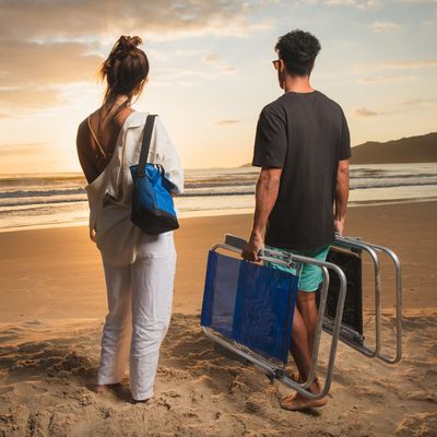 Cadeira de Praia Relax Comfort Alta em Alumínio Azul Bel Único