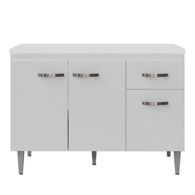 Balcão Cozinha Gabriela 3 Porta 120cm S-t Ajl Branco