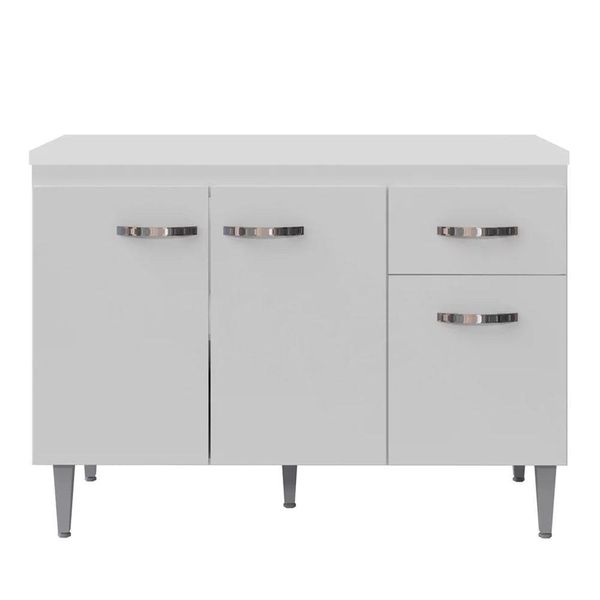 Balcão Cozinha Gabriela 3 Porta 120cm S-t Ajl Branco
