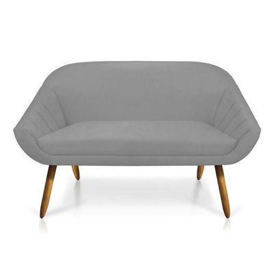 Kit 01 Namoradeira 02 Lugares E 02 Poltronas Giovana Suede versão com cor Cinza