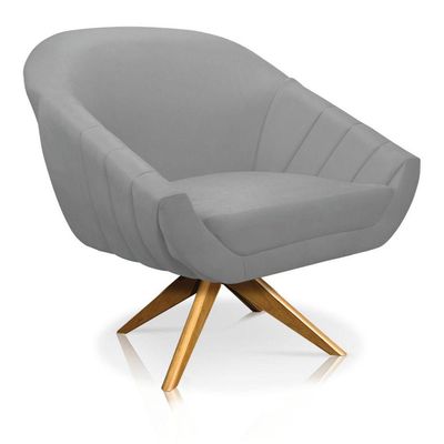 Kit 01 Namoradeira 02 Lugares E 02 Poltronas Giovana Suede versão com cor Cinza