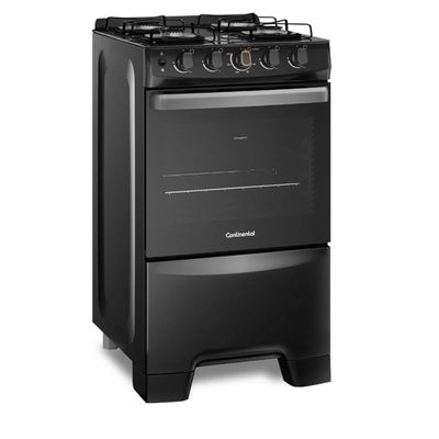 Fogão 4 Bocas Continental Preto Automático com TOPLimpaFácil e Mesa de Vidro (FC4FP) Bivolt