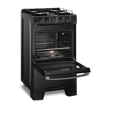 Fogão 4 Bocas Continental Preto Automático com TOPLimpaFácil e Mesa de Vidro (FC4FP) Bivolt
