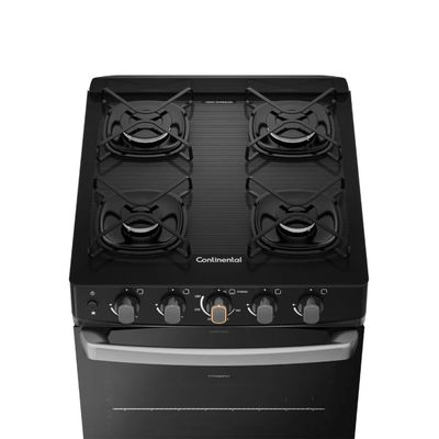 Fogão 4 Bocas Continental Preto Automático com TOPLimpaFácil e Mesa de Vidro (FC4FP) Bivolt