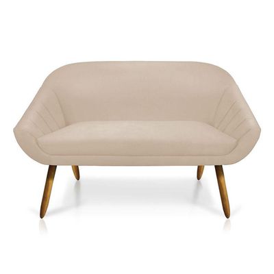 Kit 01 Namoradeira 02 Lugares E 01 Poltrona Giovana Suede Bege