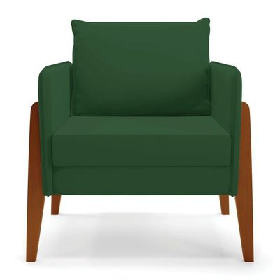 Kit 1 Sofá Namoradeira E 2 Poltronas Lana Veludo Base De Madeira - D'rossi Cor Verde