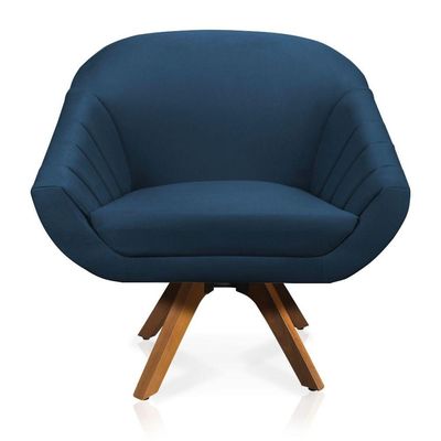 Kit 01 Namoradeira 02 Lugares E 01 Poltrona Giovana Suede cor da versão Azul Marinho