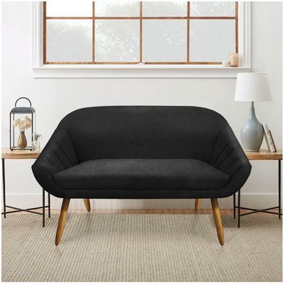Kit 01 Namoradeira 02 Lugares E 01 Poltrona Giovana Suede exclusividade na cor Preto