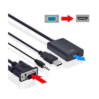 Conversor VGA Para HDMI Saída 1080p Hd Tv Hdtv Áudio P2