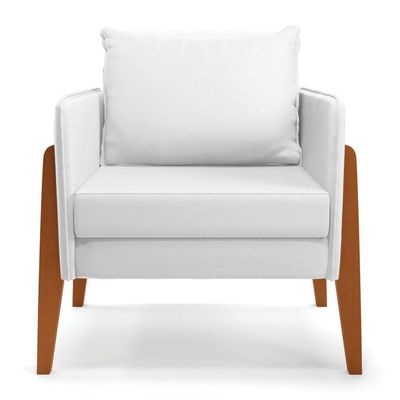 Kit 1 Sofá Namoradeira E 1 Poltrona Lana Corino Base De Madeira - D'rossi Cor Branco