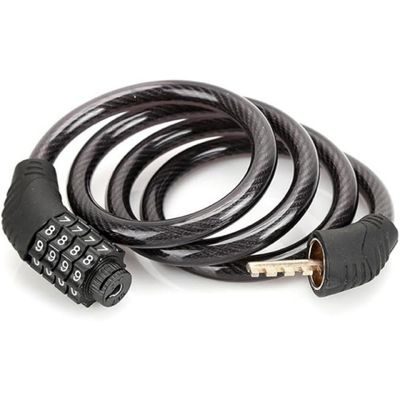 Cadeado Para Bicicleta Bike Moto com Senha Combinação de Dígitos 8mm Aço Reforçado 65cm de Comprimento Único / Preto