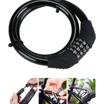 Cadeado Para Bicicleta Bike Moto com Senha Combinação de Dígitos 8mm Aço Reforçado 65cm de Comprimento Único / Preto