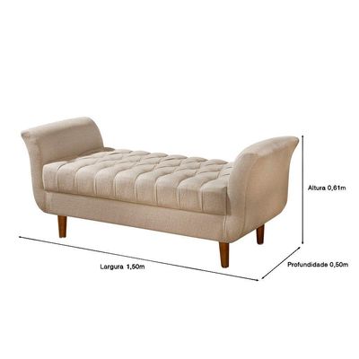 Divan Barcelona 1,50 Linho Bege Claro Grupo 1- 1/24 - Atraente Móveis - Cor: Bege