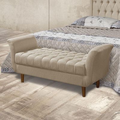 Divan Barcelona 1,50 Linho Bege Claro Grupo 1- 1/24 - Atraente Móveis - Cor: Bege