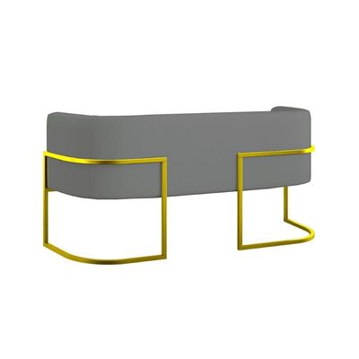 Kit Sofá 2 Lugares + 2 Poltronas Recepção Veludo Dourado Cinza