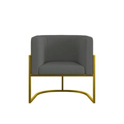 Kit Sofá 2 Lugares + 2 Poltronas Recepção Veludo Dourado Cinza