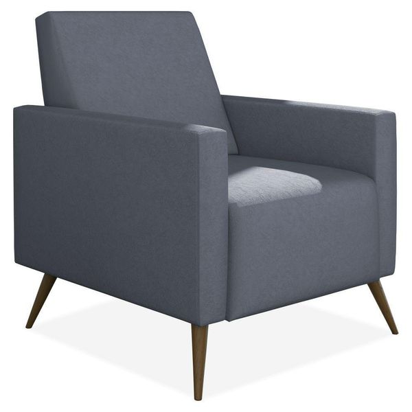 Poltrona Decorativa Para Sala de Estar Pés Palito Liz P02 Suede Cinza - Lyam Decor