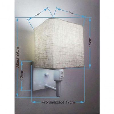 Kit-2 Arandela Quadrada Md-2019 Branco C- Inter Liga E Desl Cúpula Rustico Bege - Bivolt