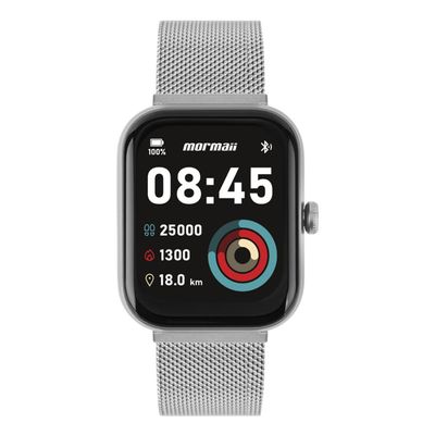 Relógio Smartwatch Mormaii Life Ultra Ref: Molifeuao/7k Prateado Milanese