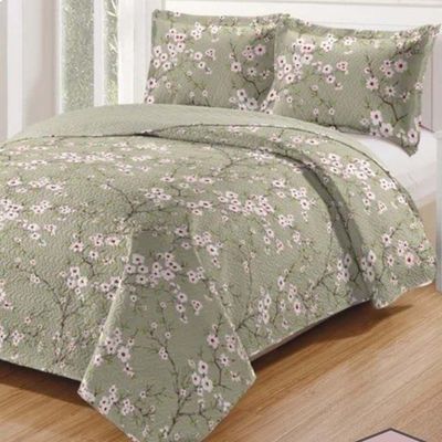 Kit Cobre Leito Colcha Daily King 3 Peças Dupla Face Estampado - Floral 52 - 100% Poliéster