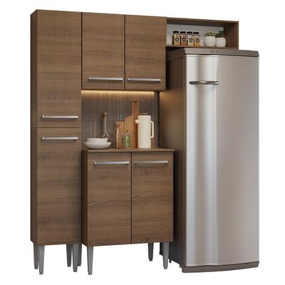 Armário De Cozinha Compacta 156 Cm Rustic Emilly Madesa 03 Rustic