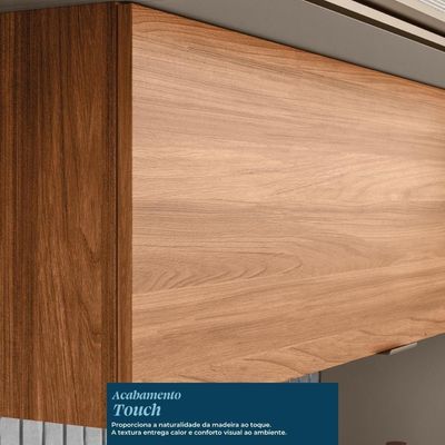 Cozinha Modulada Proença 6 Peças Com Paneleiro 1 Forno E Cristaleira Nogueira Touch/Nude Prime Tx - Demartêz